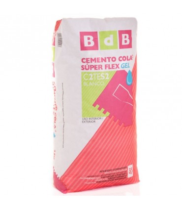 MORTERO COLA BDB SUPER FLEX GEL BLANCO C2TES2 25KG